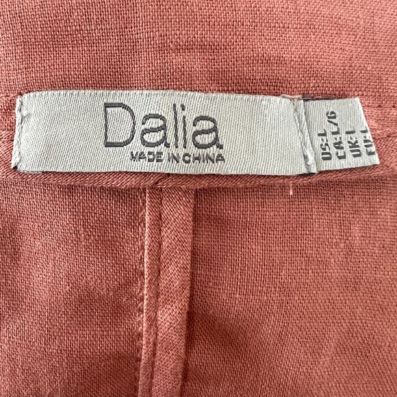 DALIA Dusty Pink Cardigan Top Linen Pockets 3/4 Roll Up Sleeve Size Large L - Picture 8 of 11